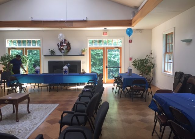 Multipurpose room set up for party